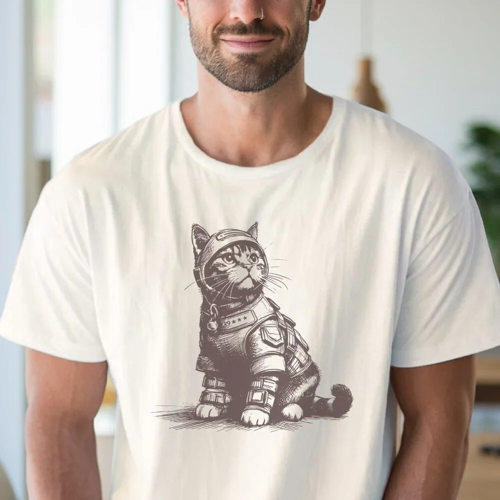 Space Cat T-Shirt Astronaut Kitten Tee Cosmic Feline Top - Picture 4 of 7